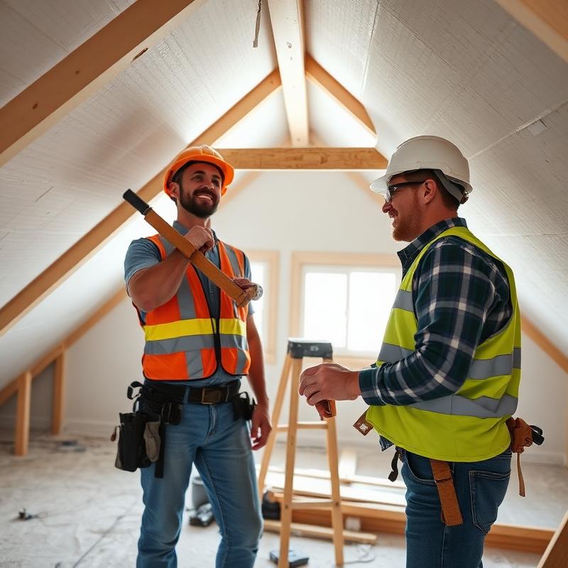 Contractors working in an attic space