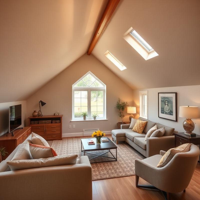Finished cozy attic living room lounge